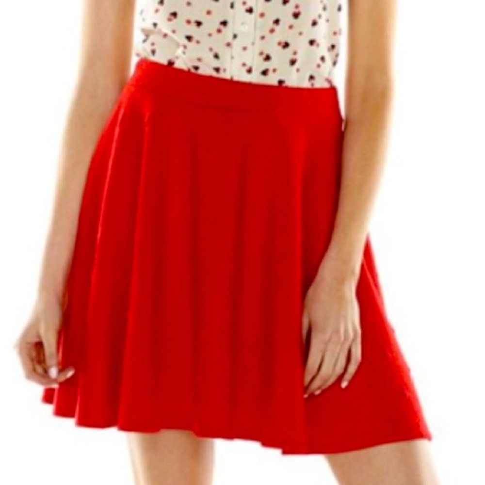 Disney LC Lauren Conrad Minnie Mouse Collection Red Skirt with Mickey Icon Print